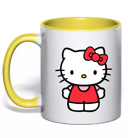 Чашка с цветной ручкой Hello kitty в повний зріст Солнечно желтый фото