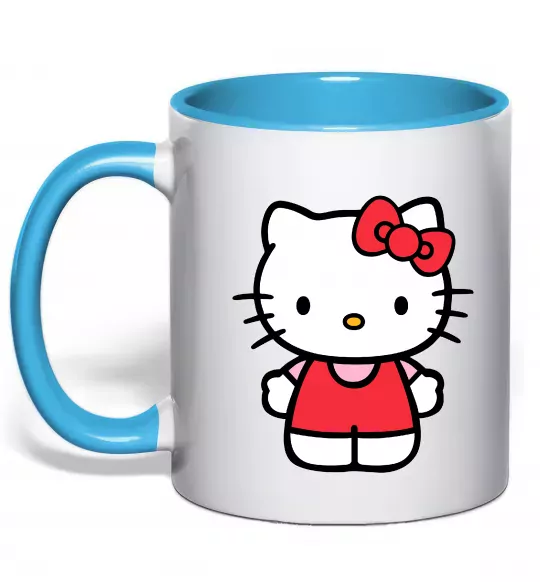 Чашка с цветной ручкой Hello kitty в повний зріст Голубой фото