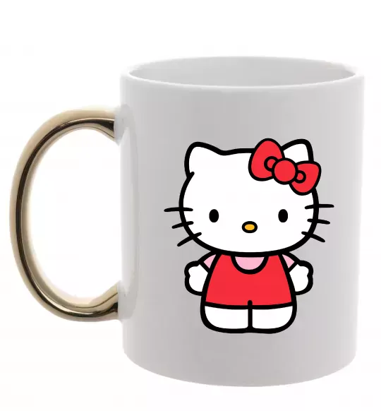 Чашка с цветной ручкой Hello kitty в повний зріст Золото фото
