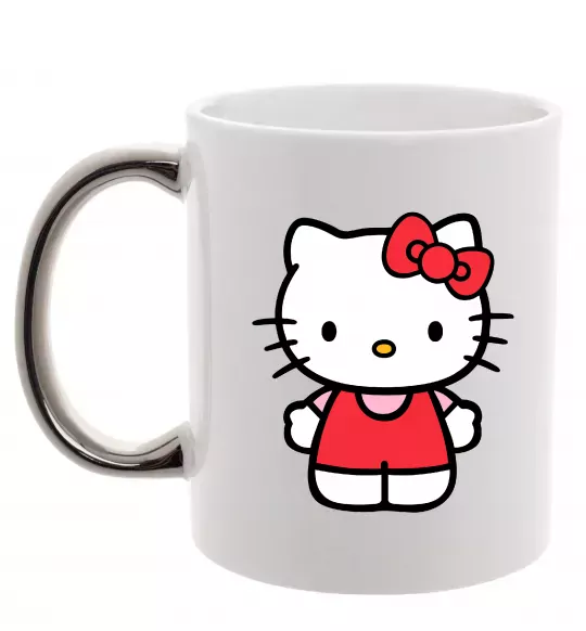 Чашка с цветной ручкой Hello kitty в повний зріст Серебро фото