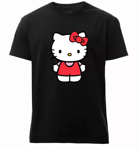 Чоловіча преміум футболка Hello kitty в повний зріст Чорний фото