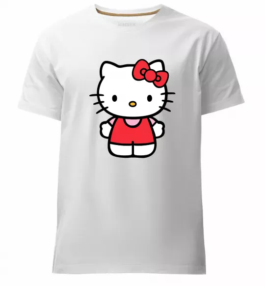 Чоловіча преміум футболка Hello kitty в повний зріст Білий фото