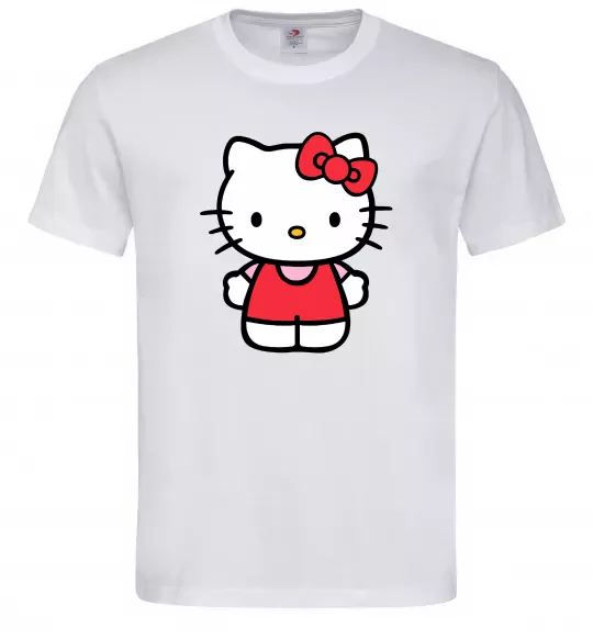 Чоловіча футболка Hello kitty в повний зріст Білий фото