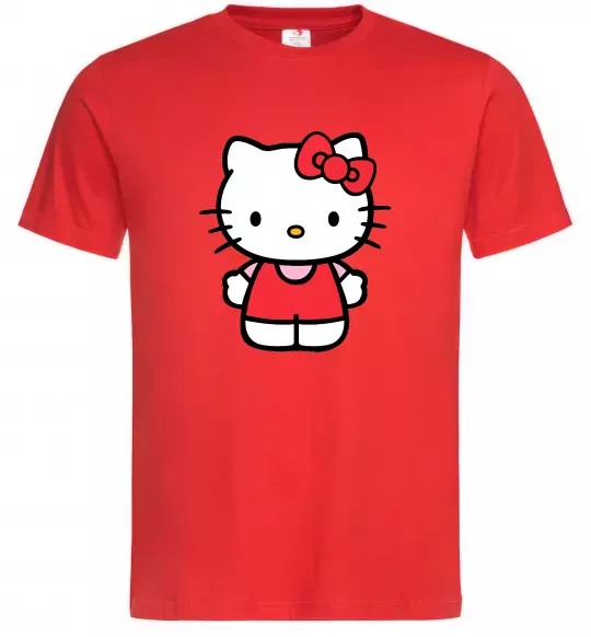 Чоловіча футболка Hello kitty в повний зріст Червоний фото