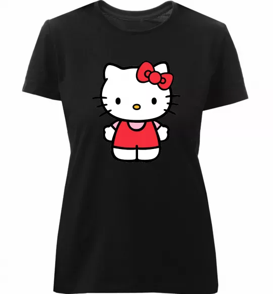 Жіноча преміум футболка Hello kitty в повний зріст Чорний фото