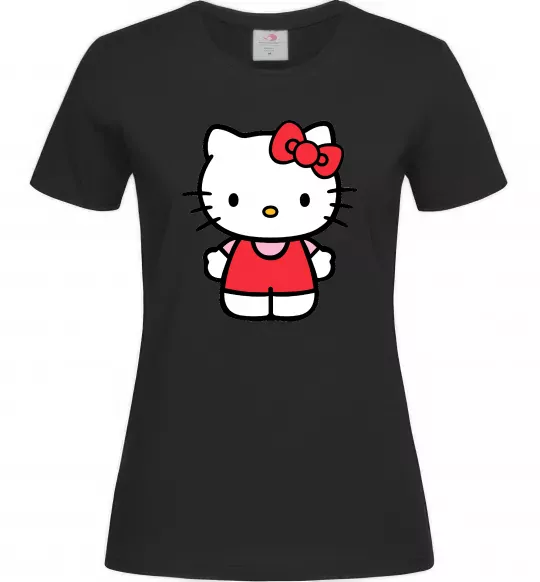 Женская футболка Hello kitty в повний зріст Черный фото