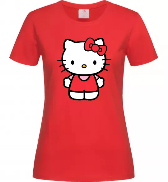 Женская футболка Hello kitty в повний зріст Красный фото
