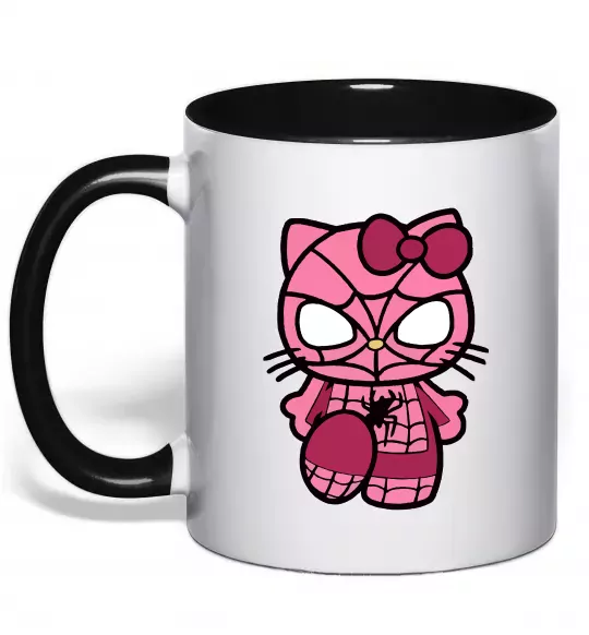 Чашка с цветной ручкой Hello kitty spider Черный фото