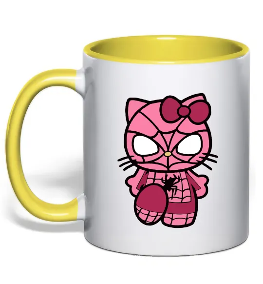 Чашка с цветной ручкой Hello kitty spider Лимонный фото