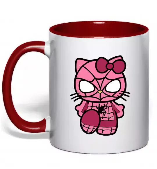 Чашка с цветной ручкой Hello kitty spider Красный фото