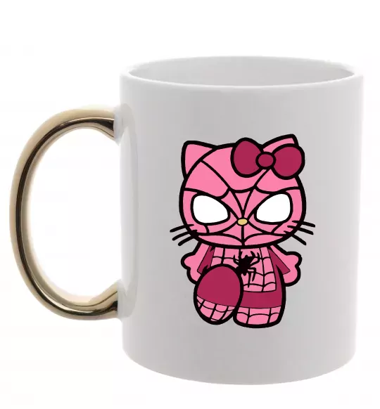 Чашка с цветной ручкой Hello kitty spider Золото фото