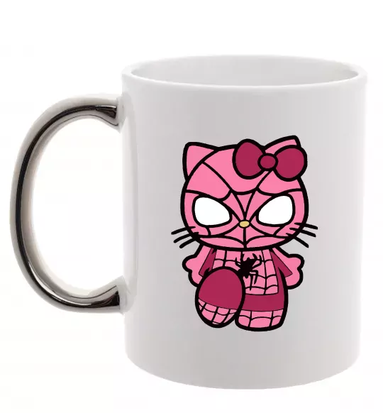 Чашка с цветной ручкой Hello kitty spider Серебро фото