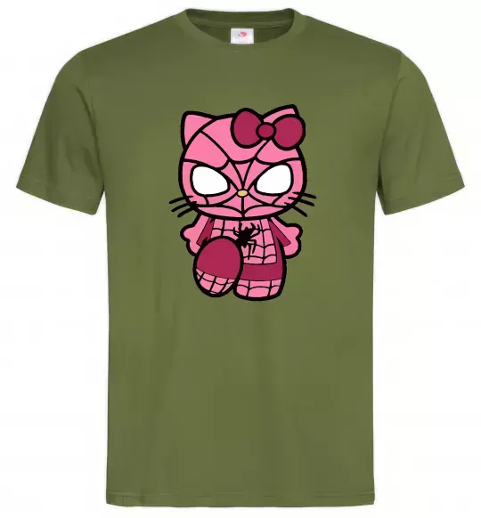 Чоловіча футболка Hello kitty spider Оливковий фото