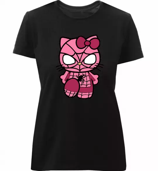 Женская премиум футболка Hello kitty spider Черный фото