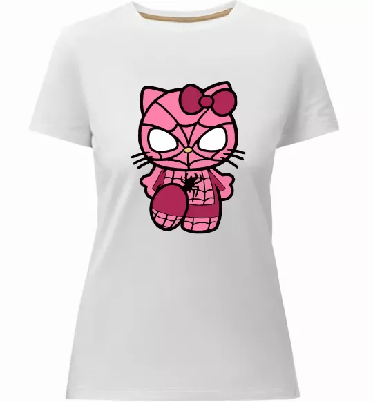 Женская премиум футболка Hello kitty spider Белый фото