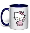 Чашка с цветной ручкой Hello kitty phone Глубокий темно-синий фото
