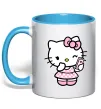 Чашка с цветной ручкой Hello kitty phone Голубой фото