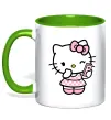 Чашка с цветной ручкой Hello kitty phone Зеленый фото