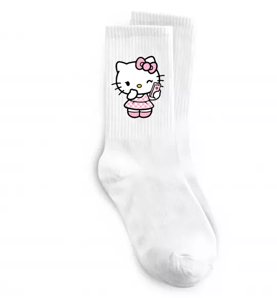 Шкарпетки Hello kitty phone Білий фото