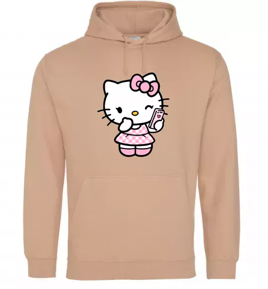 Мужская толстовка (худи) Hello kitty phone Песочный фото