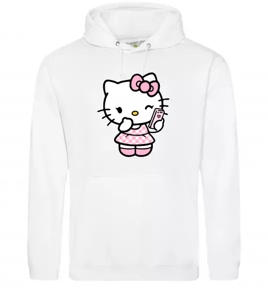 Женская толстовка (худи) Hello kitty phone Белый фото
