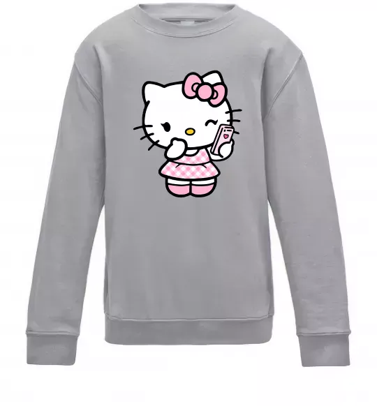 Дитячий світшот Hello kitty phone Сірий меланж фото