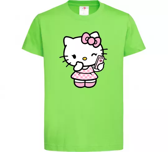 Дитяча футболка Hello kitty phone Лаймовий фото