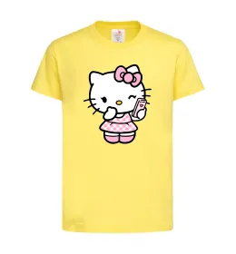 Дитяча футболка Hello kitty phone Лимонний фото