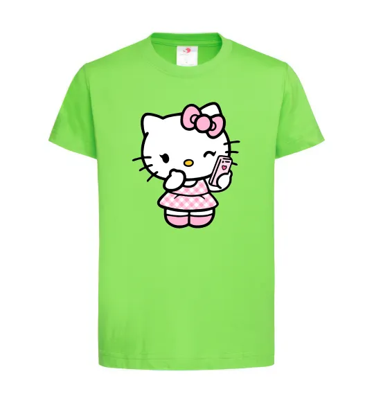 Дитяча футболка Hello kitty phone Лаймовий фото