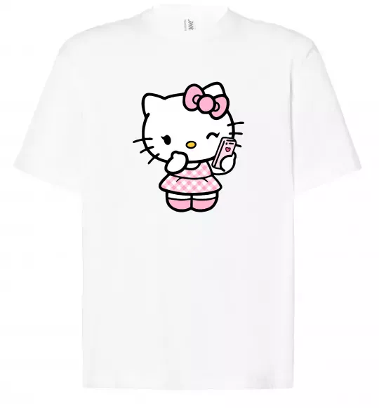 Футболка Оверсайз Hello kitty phone Білий фото