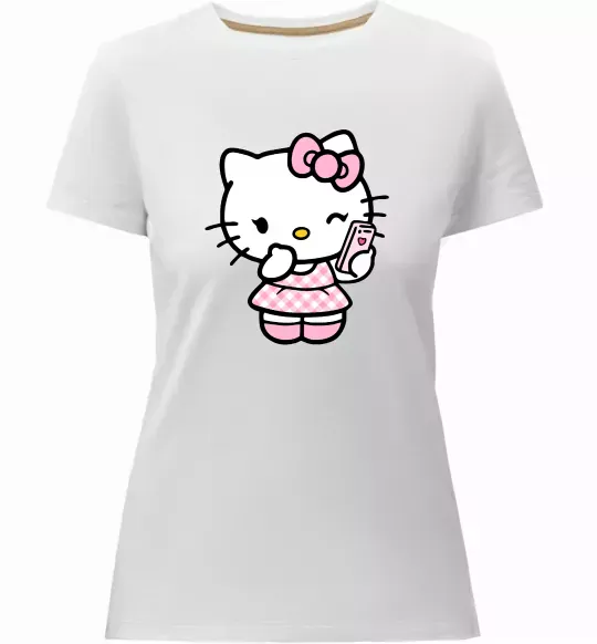 Женская премиум футболка Hello kitty phone Белый фото
