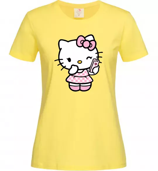 Женская футболка Hello kitty phone Лимонный фото