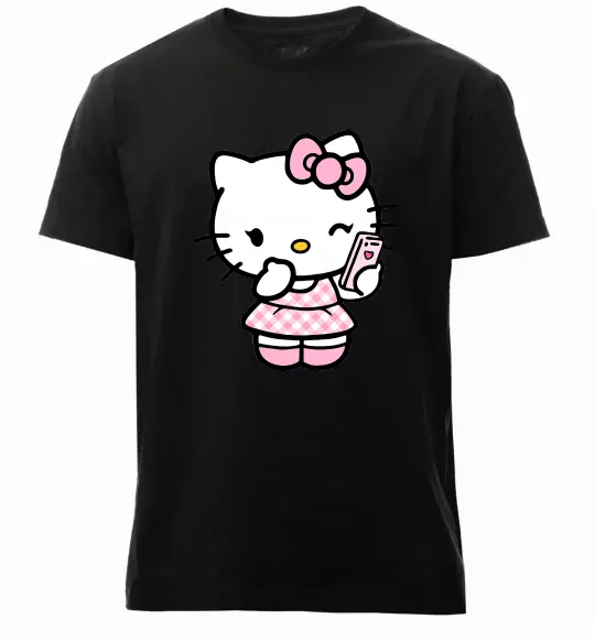 Мужская премиум футболка Hello kitty phone Черный фото