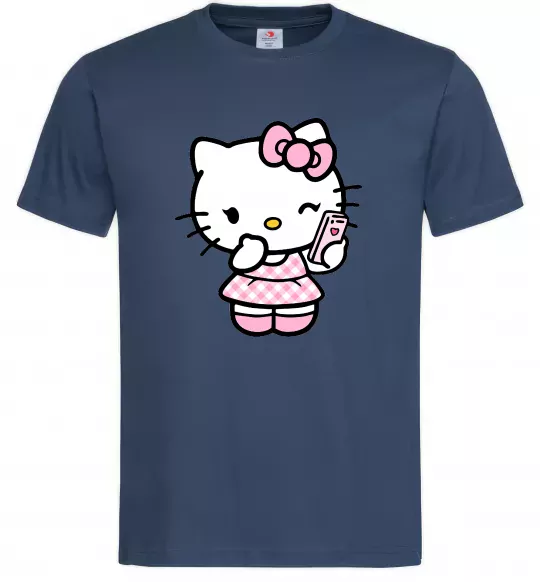 Мужская футболка Hello kitty phone Темно-синий фото