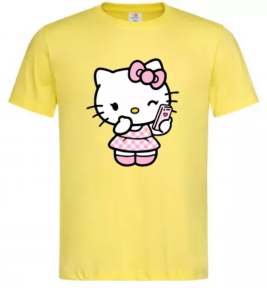 Мужская футболка Hello kitty phone Лимонный фото