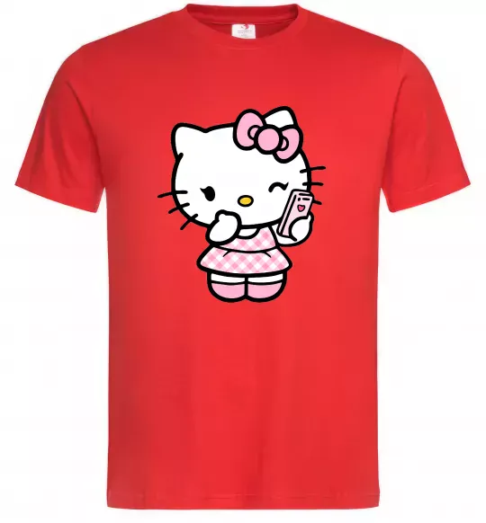 Мужская футболка Hello kitty phone Красный фото
