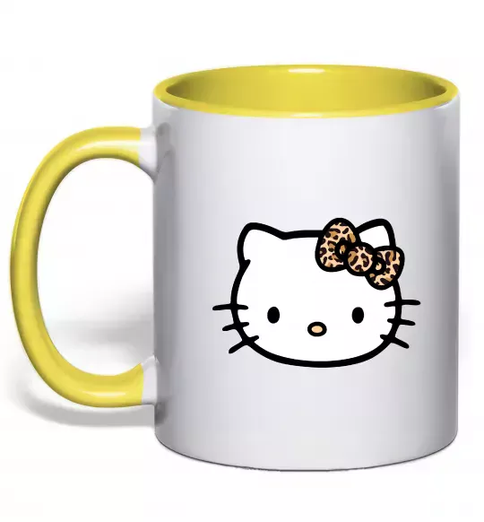 Чашка с цветной ручкой Hello kitty leopard Солнечно желтый фото