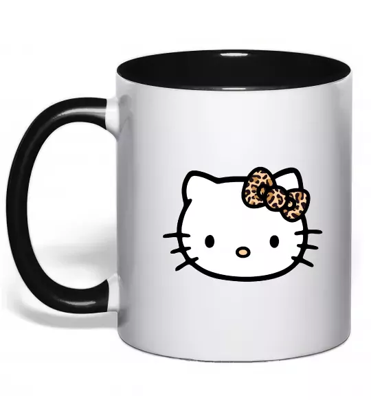 Чашка с цветной ручкой Hello kitty leopard Черный фото