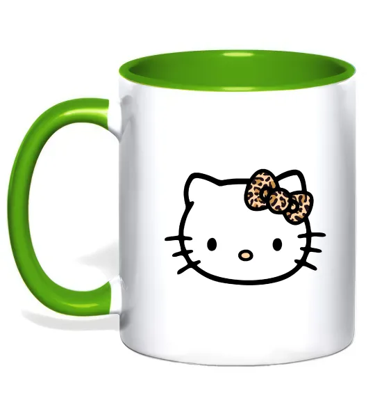 Чашка с цветной ручкой Hello kitty leopard Лаймовый фото