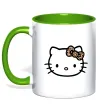 Чашка с цветной ручкой Hello kitty leopard Лаймовый фото