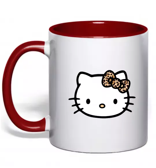 Чашка с цветной ручкой Hello kitty leopard Красный фото