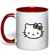 Чашка с цветной ручкой Hello kitty leopard Красный фото