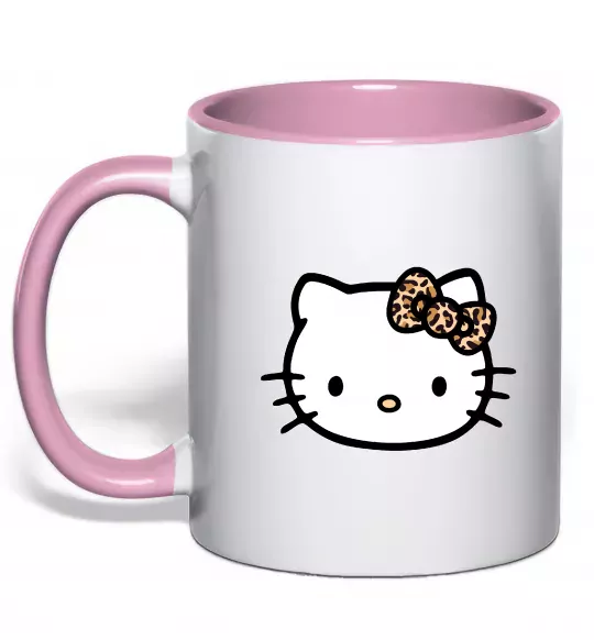 Чашка с цветной ручкой Hello kitty leopard Нежно розовый фото