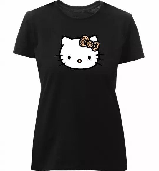 Жіноча преміум футболка Hello kitty leopard Чорний фото
