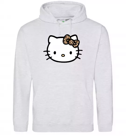 Женская толстовка (худи) Hello kitty leopard Серый меланж фото