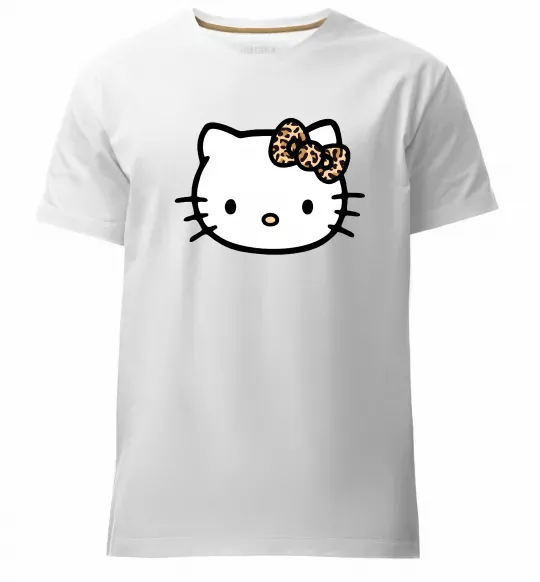 Мужская премиум футболка Hello kitty leopard Белый фото