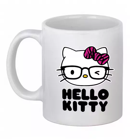 Чашка керамическая Hello kitty glasses Белый фото