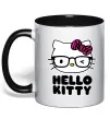 Чашка с цветной ручкой Hello kitty glasses Черный фото