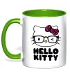 Чашка с цветной ручкой Hello kitty glasses Лаймовый фото
