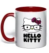 Чашка с цветной ручкой Hello kitty glasses Красный фото